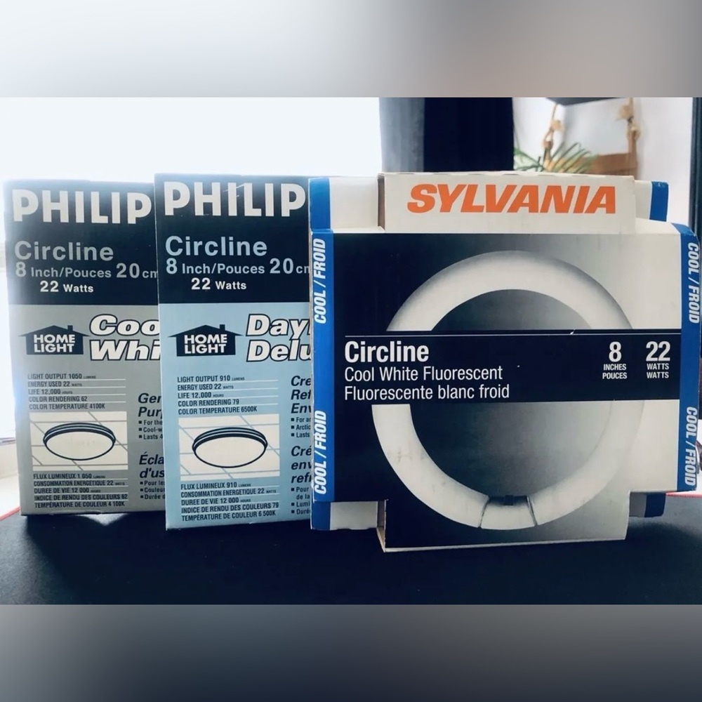 2 Philips + 1 Sylvania 8” 22 Watts Circline Bulbs Brand New